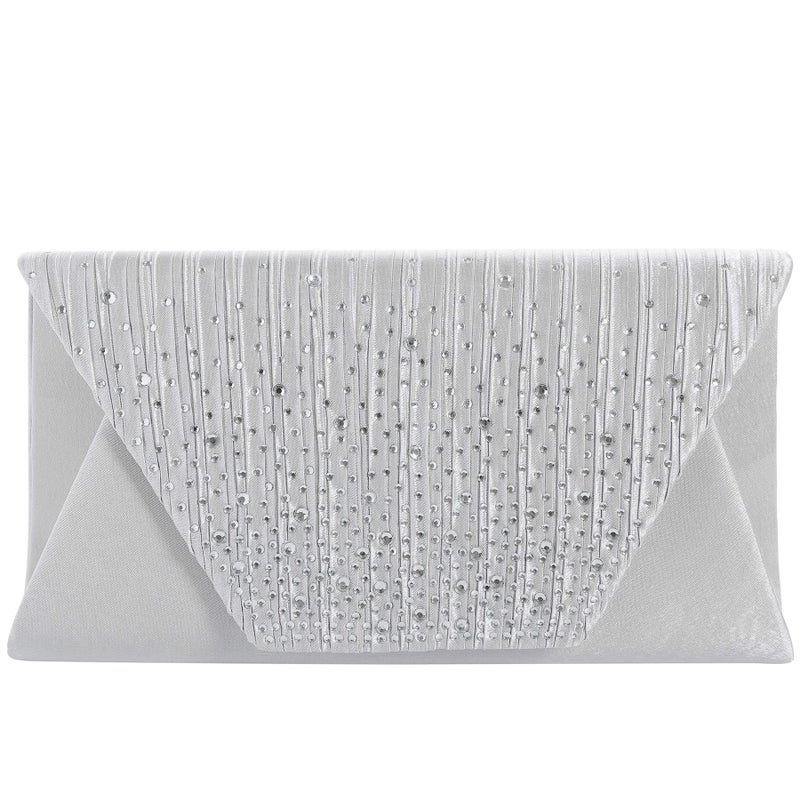 Mihawk clutches and evening bags Women Evening Envelope Handbag Party Bridal Clutch Purse Shoulder Cross Body Bag(Silver) One Size - Image 3
